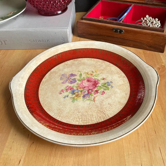 Vintage Cronin China Co Royal Rajah round handled serving dish 22K gold gilded - Picture 1 of 11